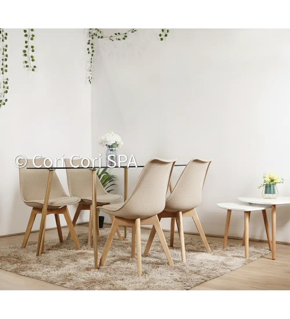 Comedor Rubi 120x80cms + 4 Sillas Tulip 