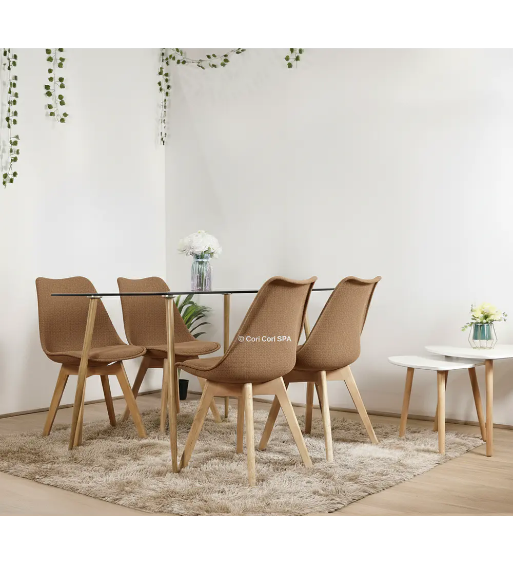 Comedor Rubi 120x80cms + 4 Sillas Tulip 