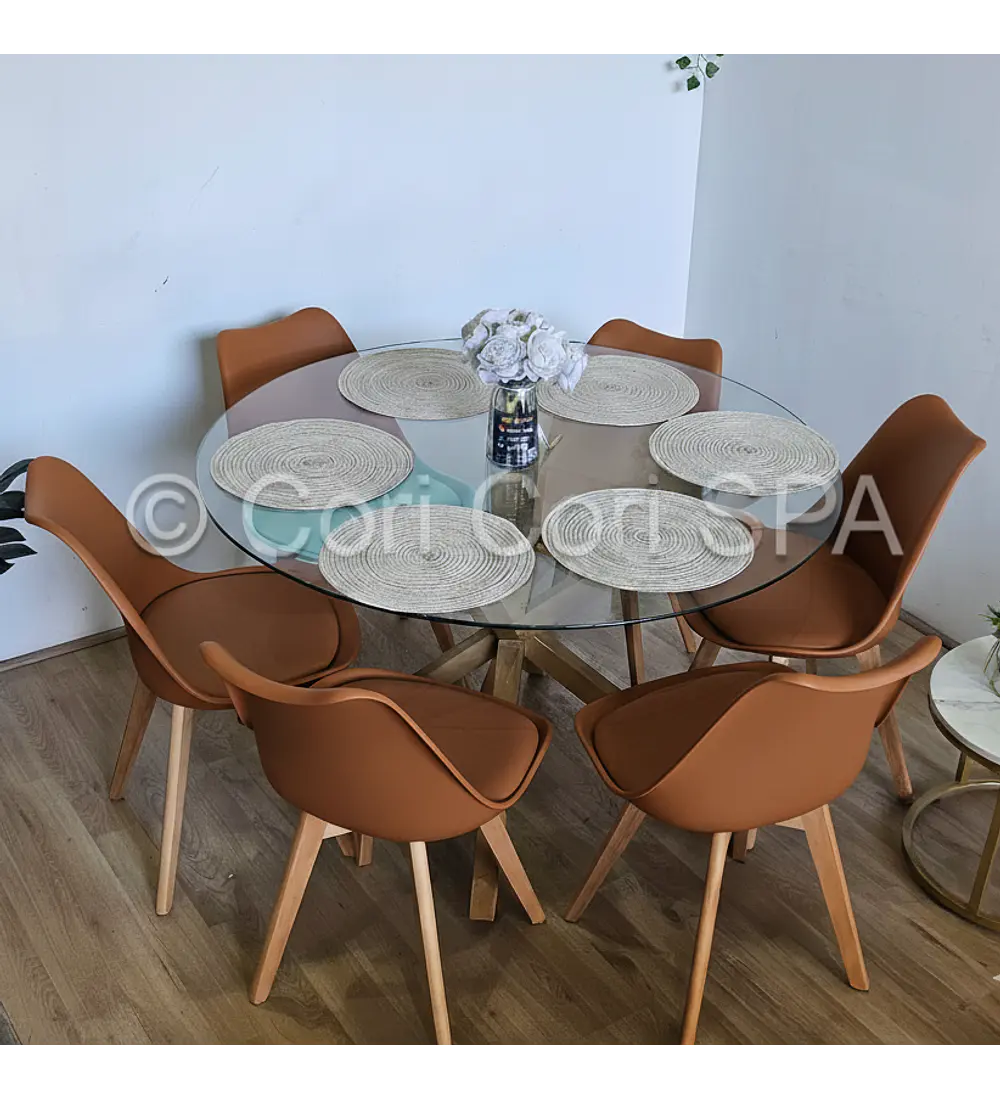 Comedor Warwick 120cm + 6 Sillas Tulip