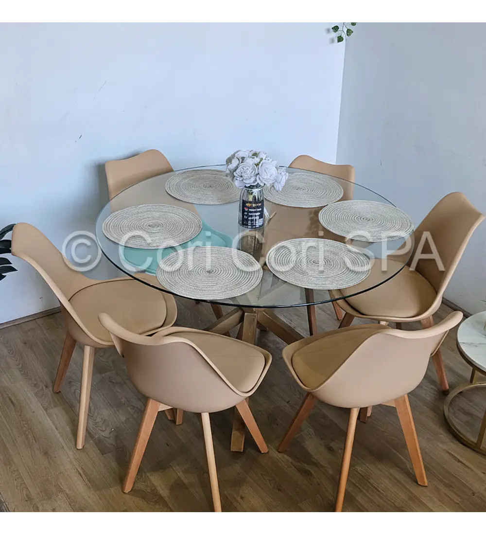 Comedor Warwick 120cm + 6 Sillas Tulip