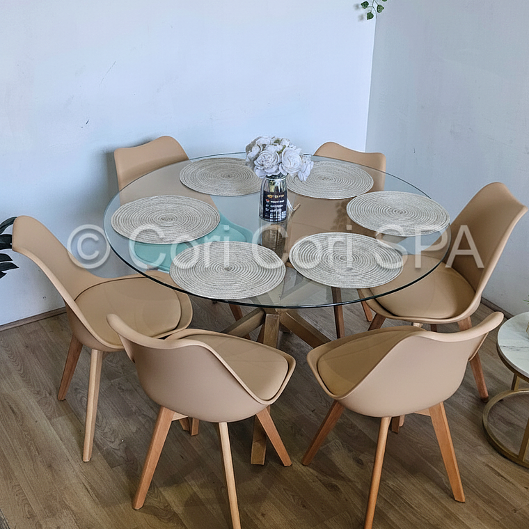 Comedor Warwick 120cm + 6 Sillas Tulip 26