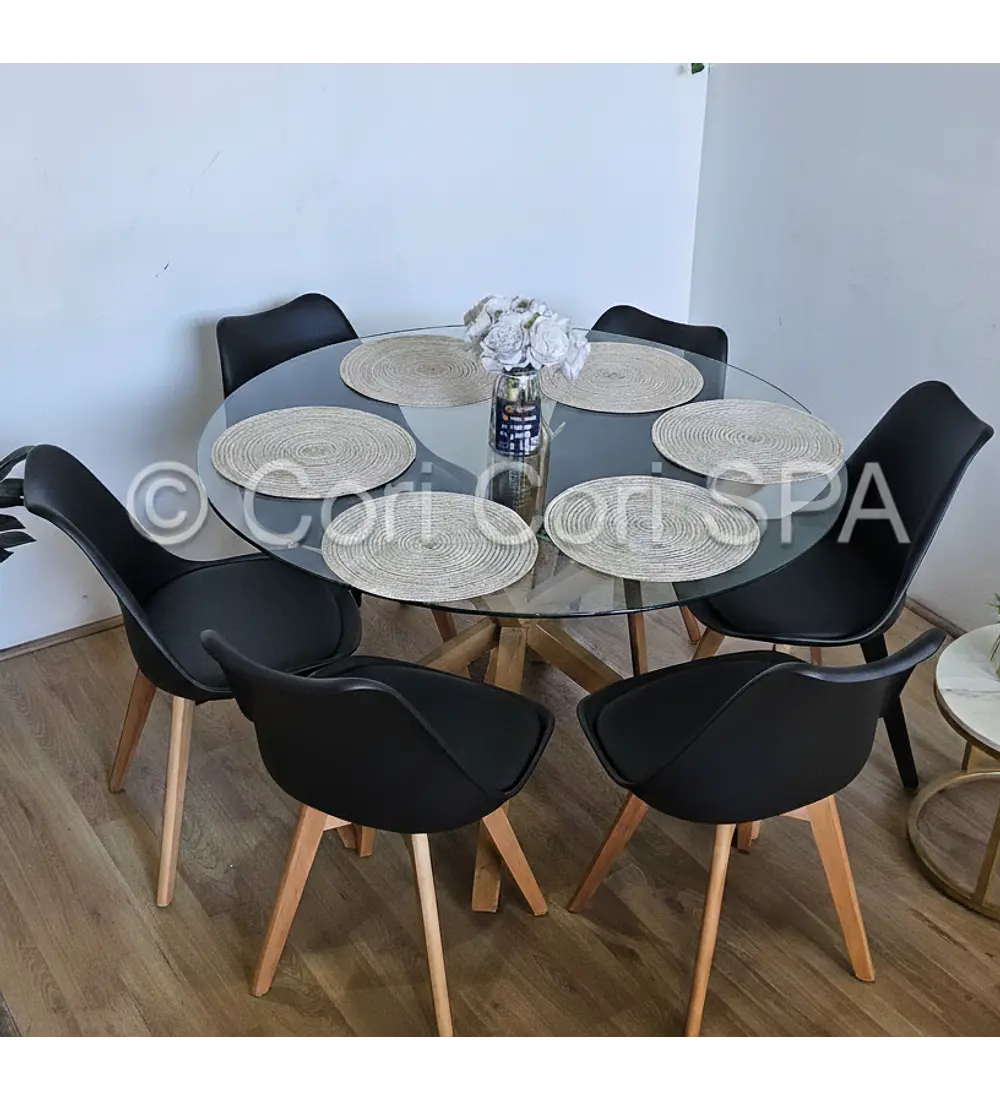 Comedor Warwick 120cm + 6 Sillas Tulip