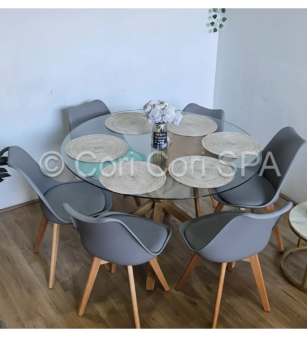 Comedor Warwick 120cm + 6 Sillas Tulip