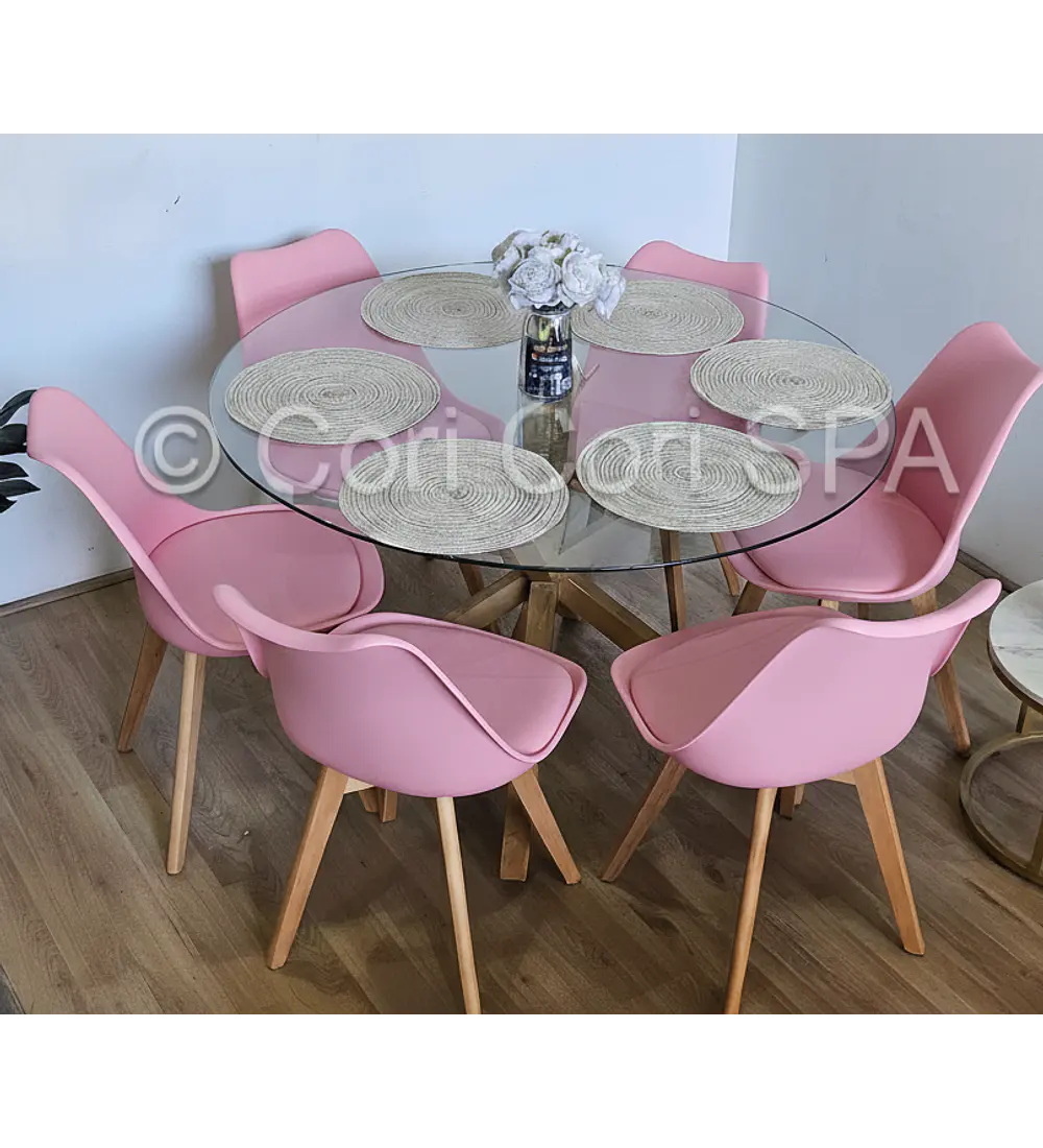 Comedor Warwick 120cm + 6 Sillas Tulip