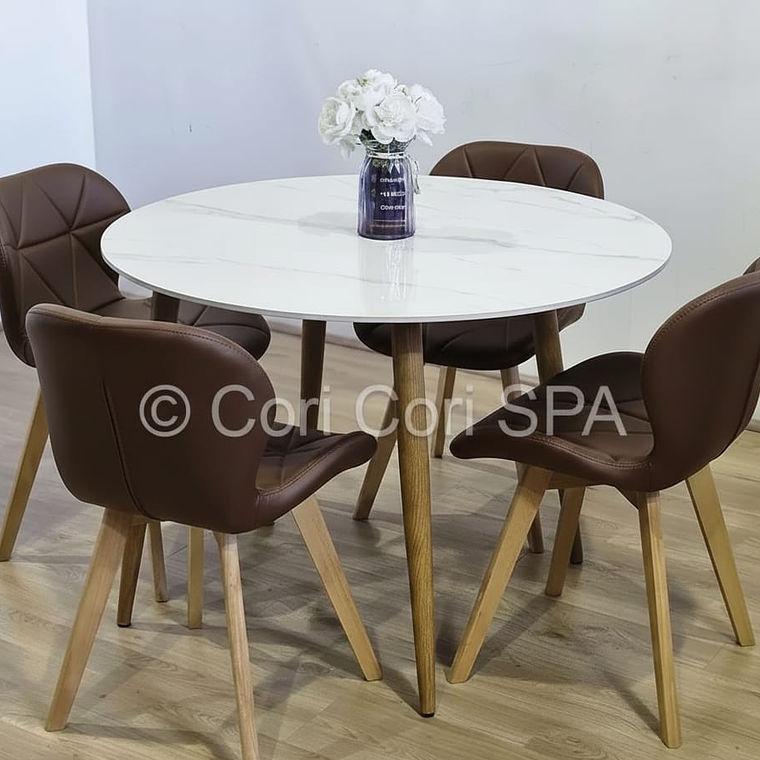 Comedor Mesa Mármol (100cms) + 4 Sillas Mariposa Wood  6