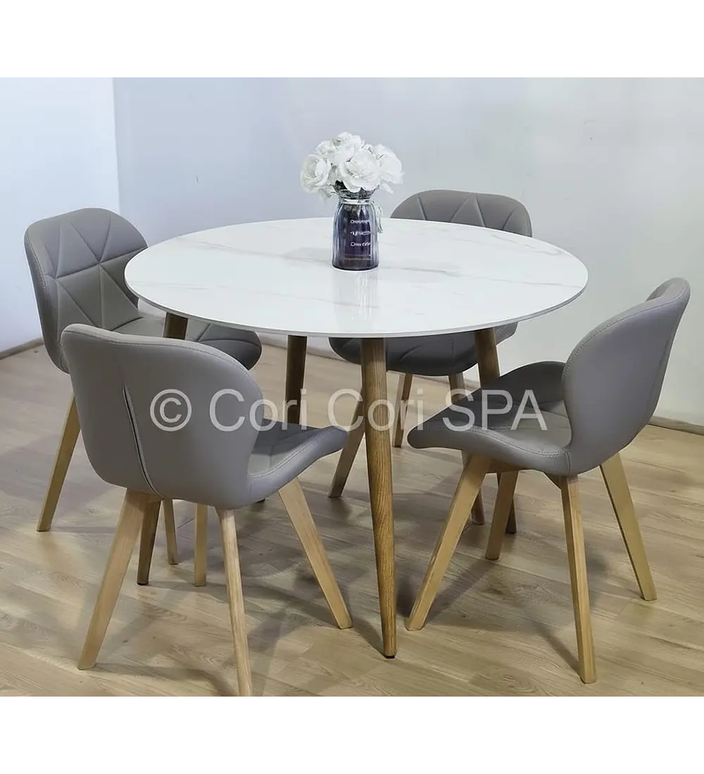 Comedor Mesa Mármol (100cms) + 4 Sillas Mariposa Wood 