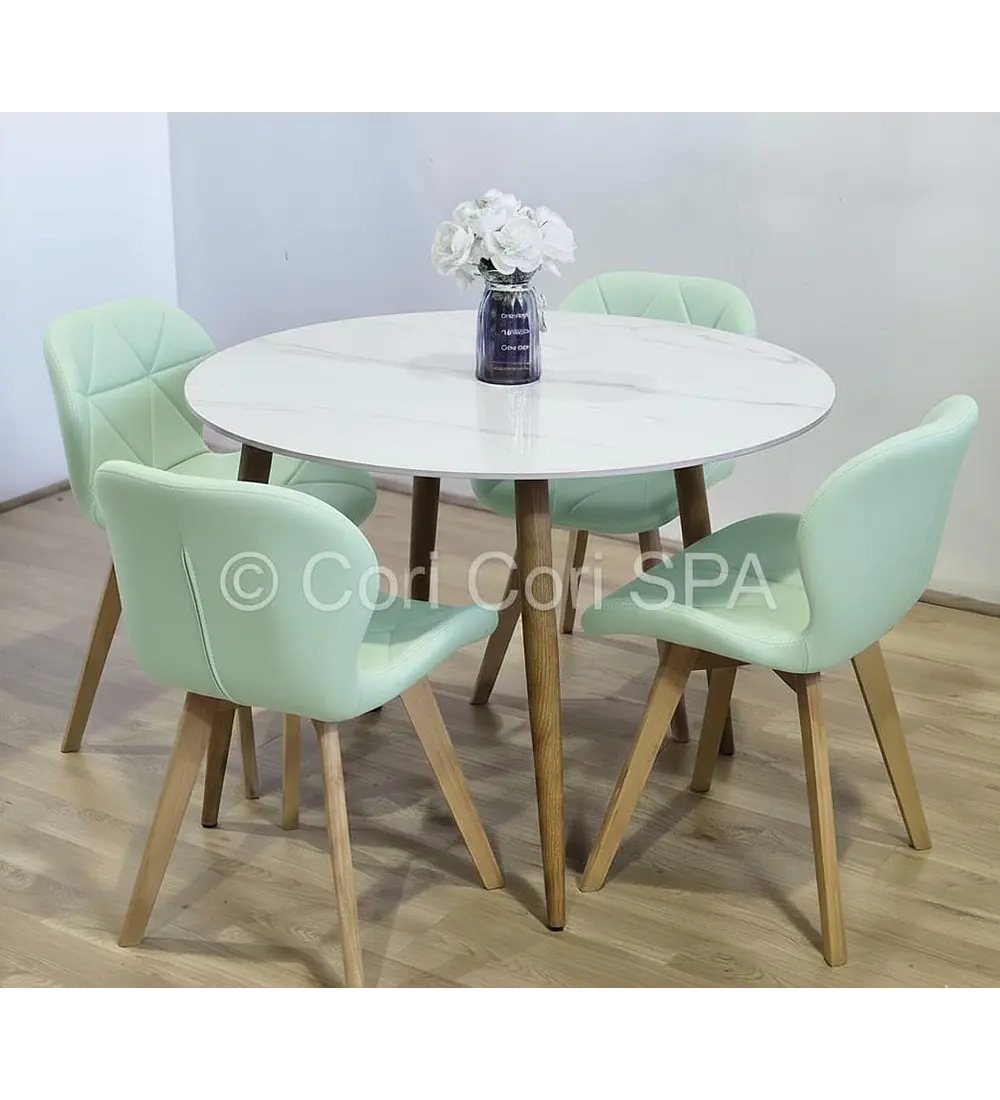 Comedor Mesa Mármol (100cms) + 4 Sillas Mariposa Wood 