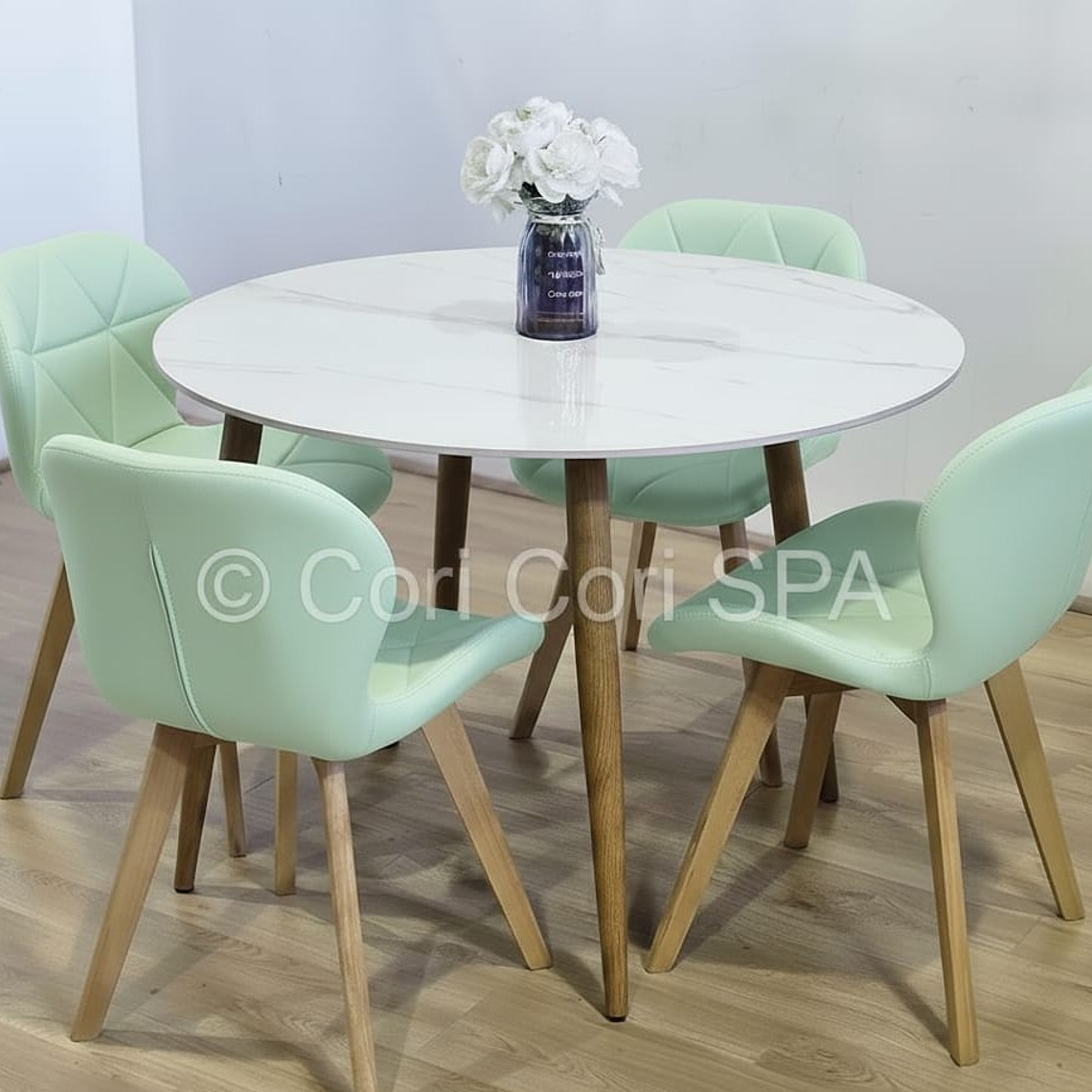 Comedor Mesa Mármol (100cms) + 4 Sillas Mariposa Wood  8