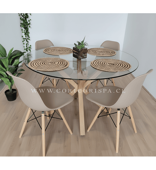 Comedor Warwick 100cm  + 4 Sillas Eames 