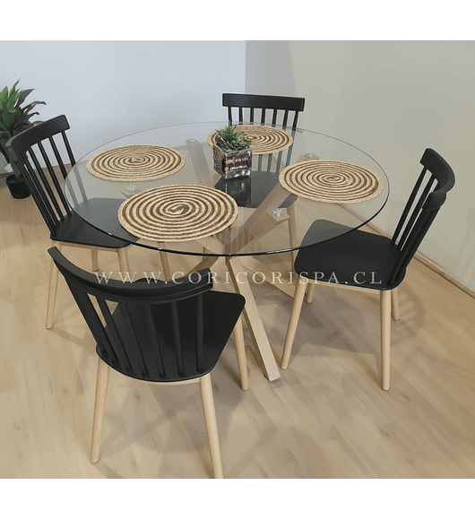 Comedor Warwick 100cm + 4 Sillas Windsor 