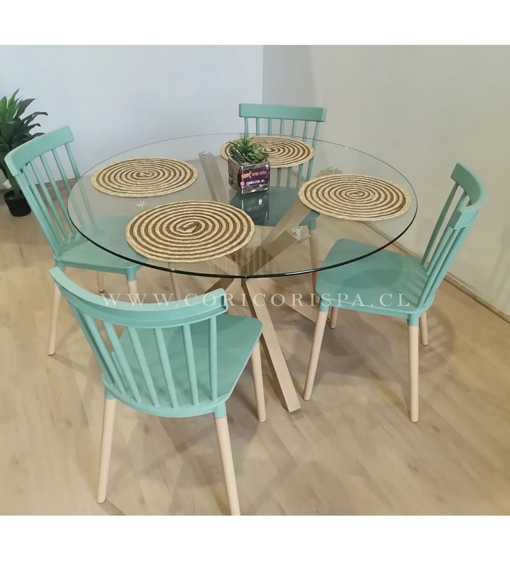 Comedor Warwick 100cm + 4 Sillas Windsor 