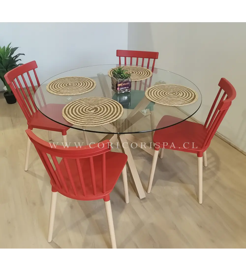 Comedor Warwick 100cm + 4 Sillas Windsor 