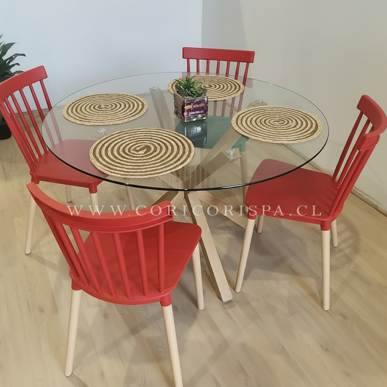 Comedor Warwick 100cm + 4 Sillas Windsor  6