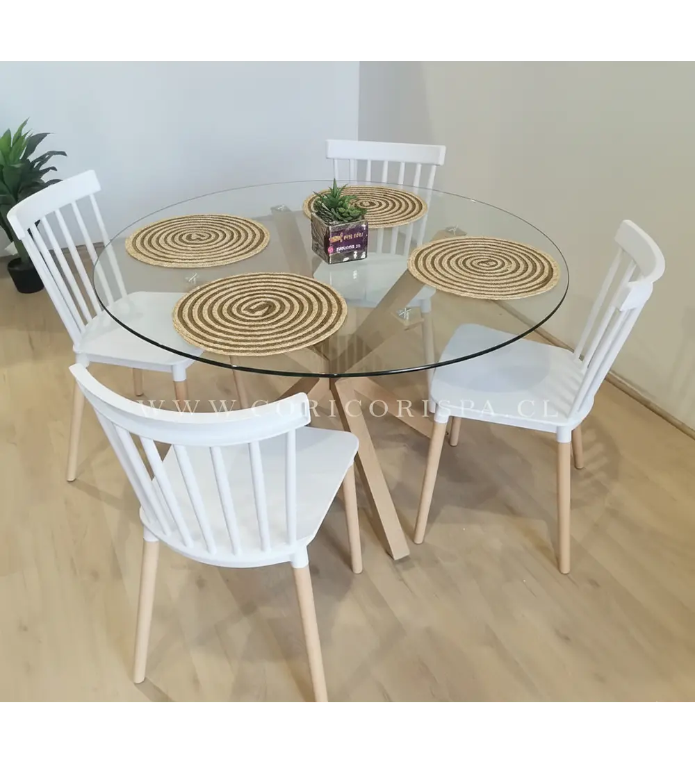 Comedor Warwick 100cm + 4 Sillas Windsor 