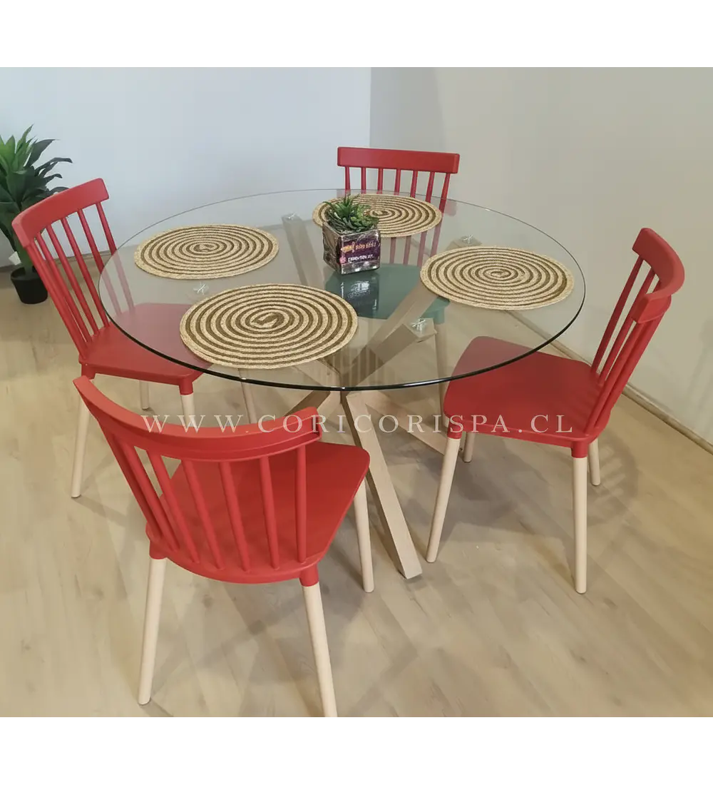Comedor Warwick 100cm + 4 Sillas Windsor 
