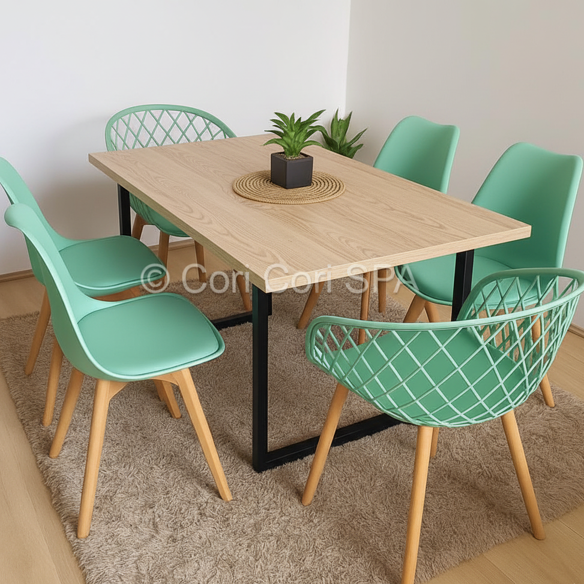 Comedor Industrial 160x90 Light + (4 Sillas Tulip + 2 Butacas Mesh)  4