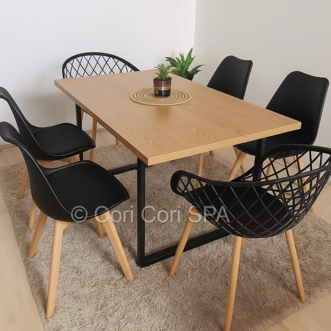 Comedor Industrial 160x90 Light + (4 Sillas Tulip + 2 Butacas Mesh)  5