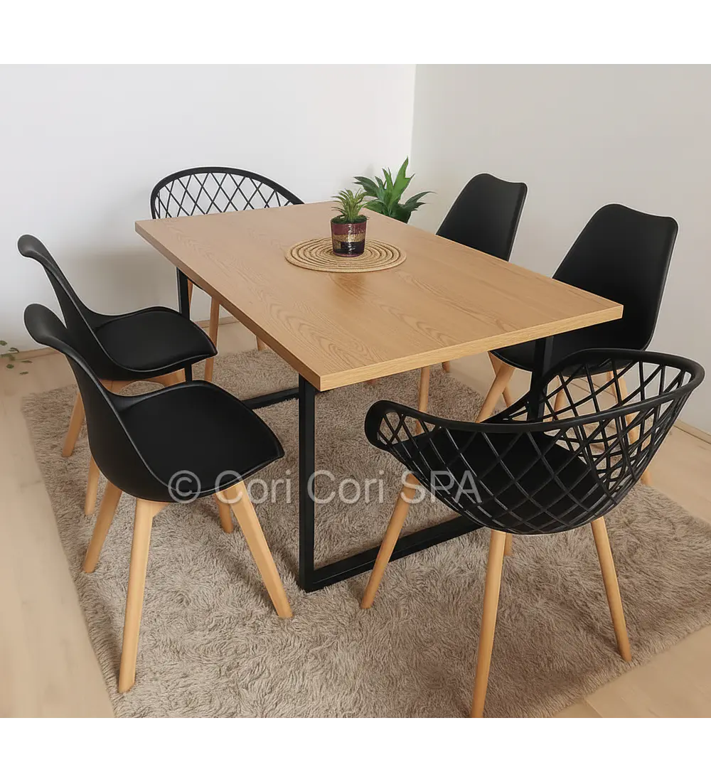 Mesa de comedor Estilo Industrial Madera Clara