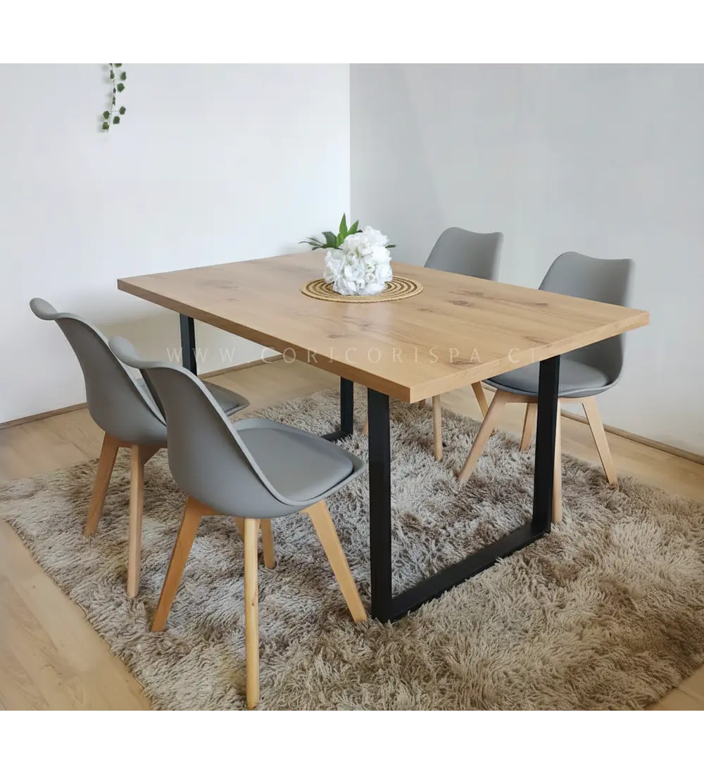 Comedor Industrial 160x90cms Light + 4 Sillas Tulip