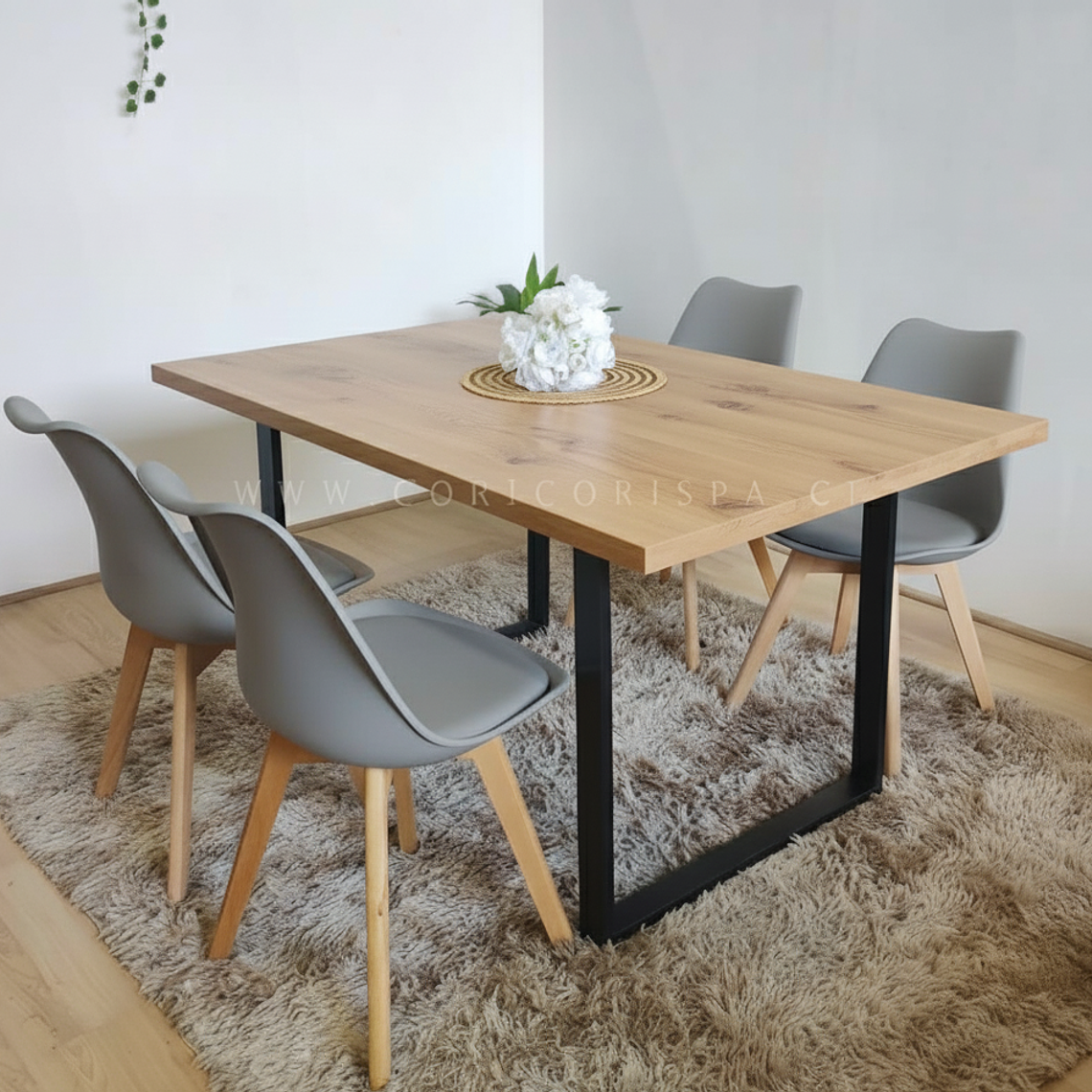 Comedor Industrial 160x90cms Light + 4 Sillas Tulip 1