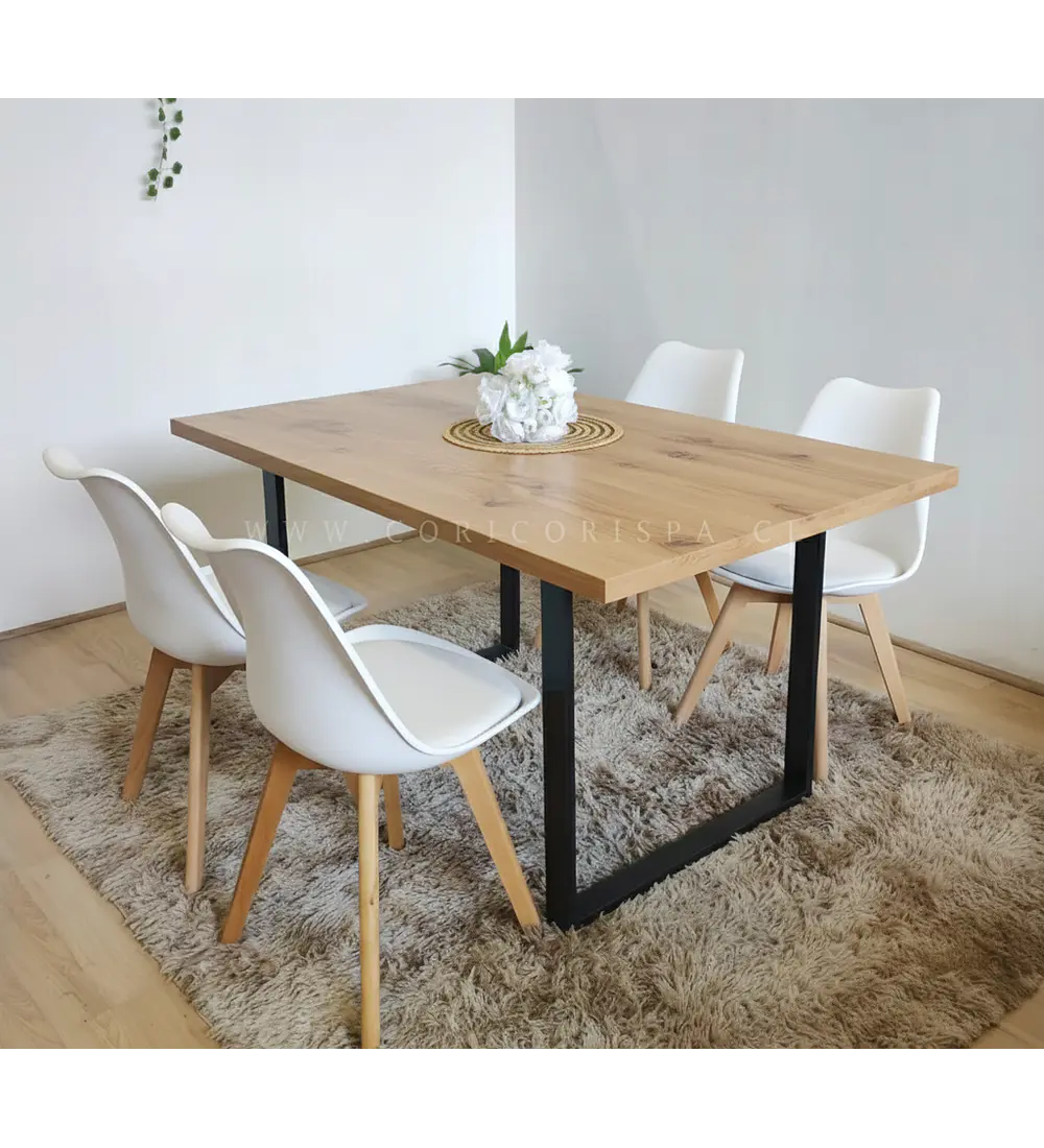 Comedor Industrial 160x90cms Light + 4 Sillas Tulip