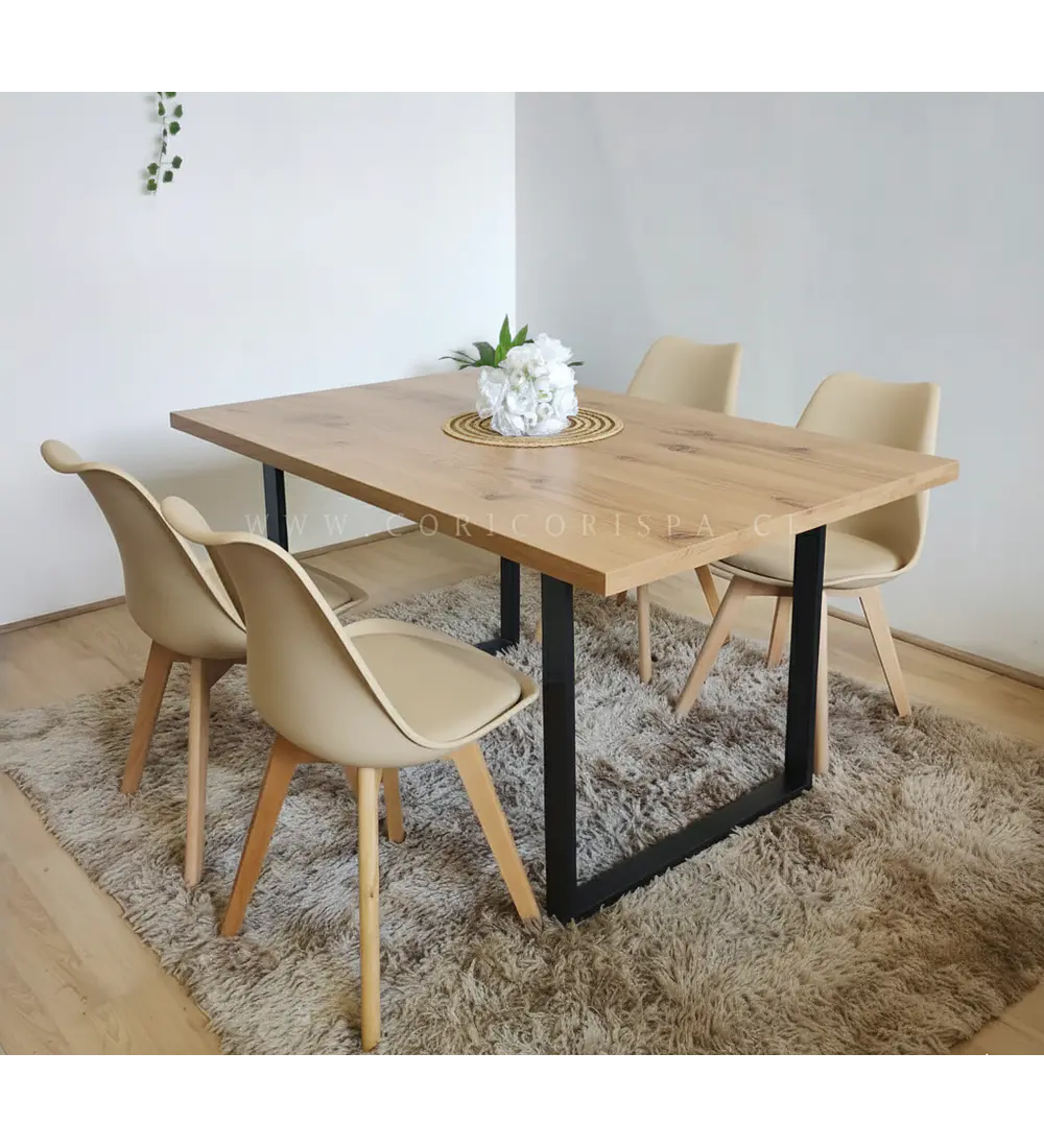 Comedor Industrial 160x90cms Light + 4 Sillas Tulip