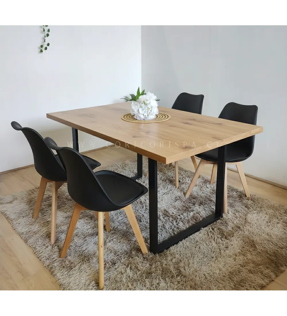 Comedor Industrial 160x90cms Light + 4 Sillas Tulip