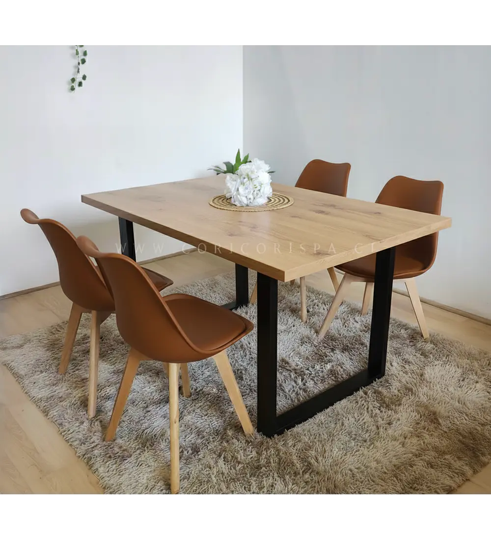 Comedor Industrial 160x90cms Light + 4 Sillas Tulip