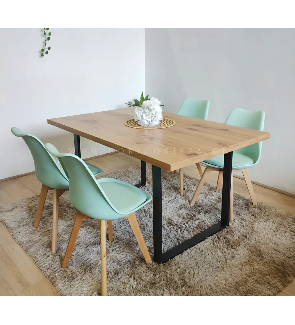 Comedor Industrial 160x90cms Light + 4 Sillas Tulip