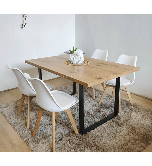 Comedor Industrial 140x90cms Light + 4 Sillas Tulip