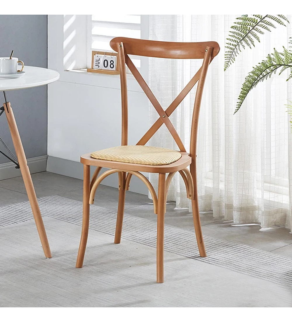 Comedor Industrial 140x90 Light + 4 Sillas Crossback Madera