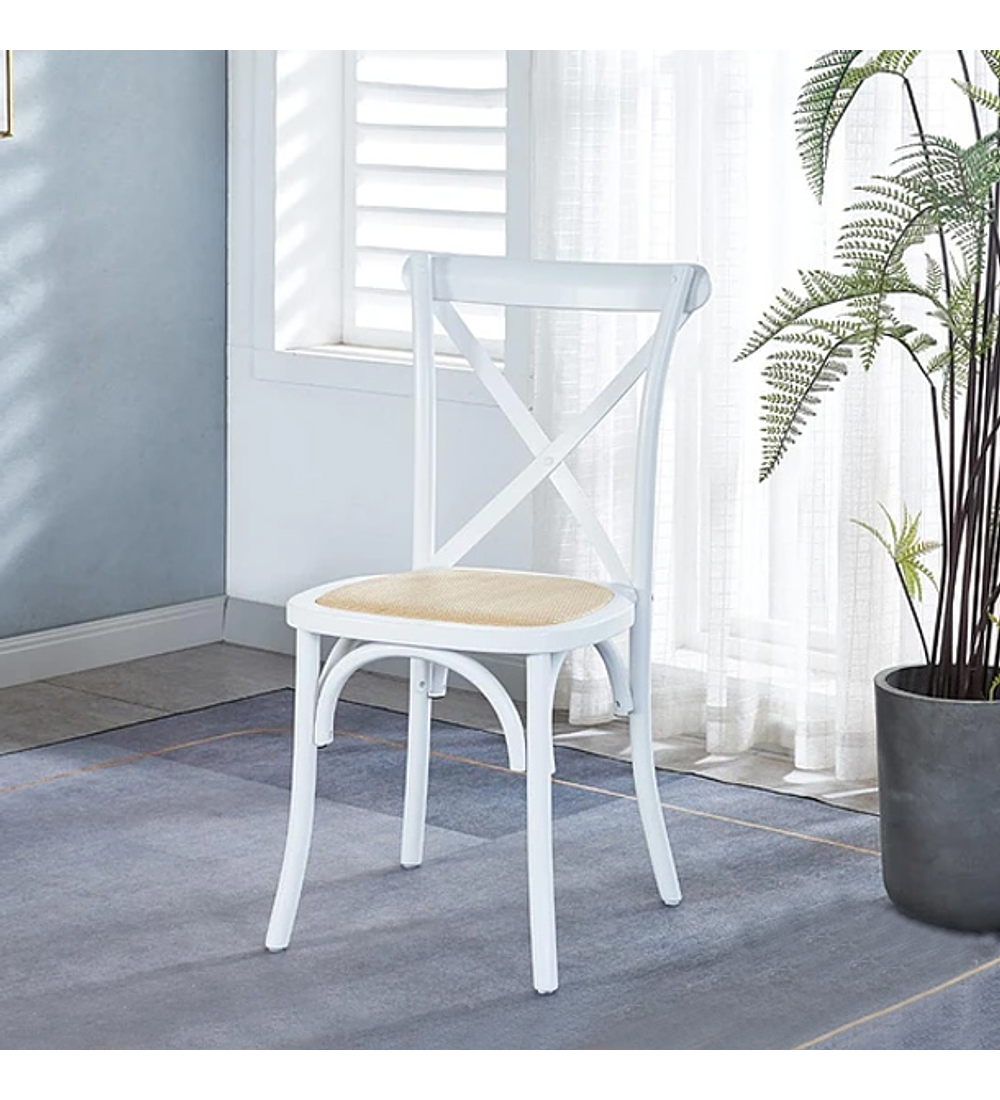 Comedor Industrial 140x90 Light + 4 Sillas Crossback Madera