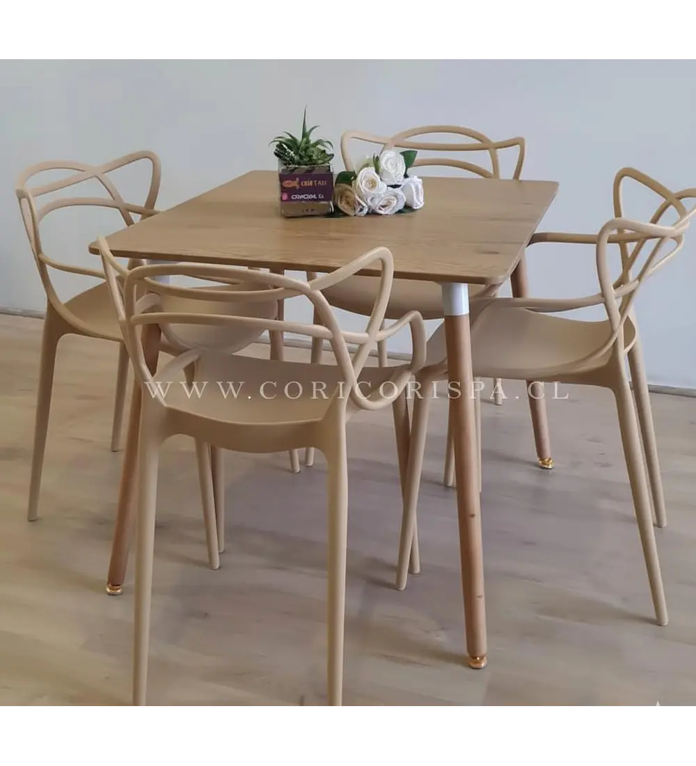 Comedor Mesa Cuadrada 80x80 + 4 Sillas Master
