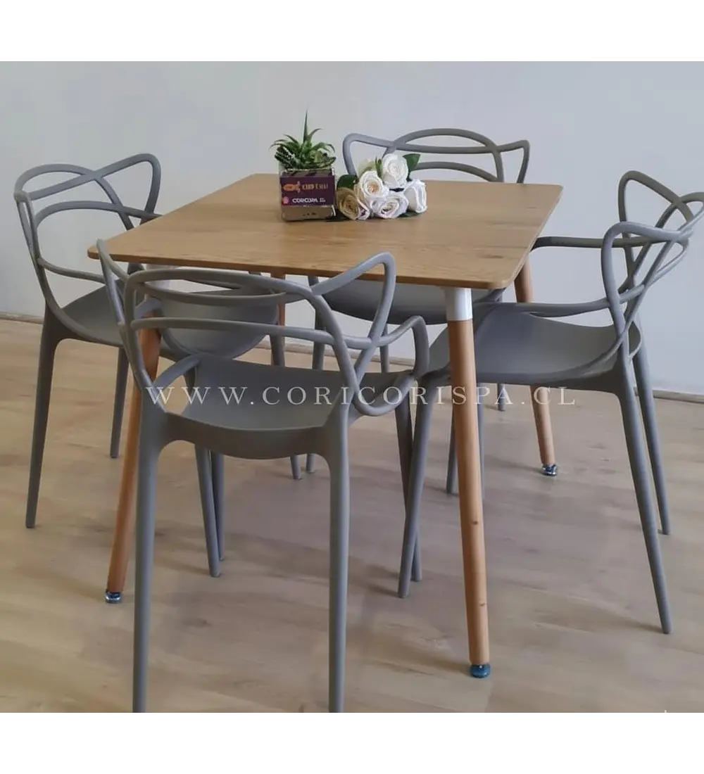 Comedor Mesa Cuadrada 80x80 + 4 Sillas Master