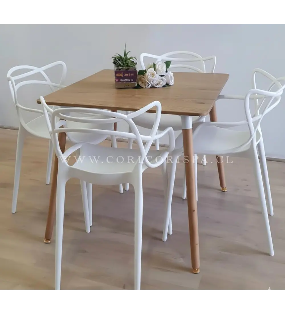 Comedor Mesa Cuadrada 80x80 + 4 Sillas Master