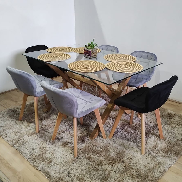 Comedor Medlock 130x80cm + 6 Sillas Mariposa Velvet  4