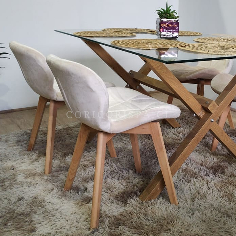 Comedor Medlock 130x80cm + 6 Sillas Mariposa Velvet  6