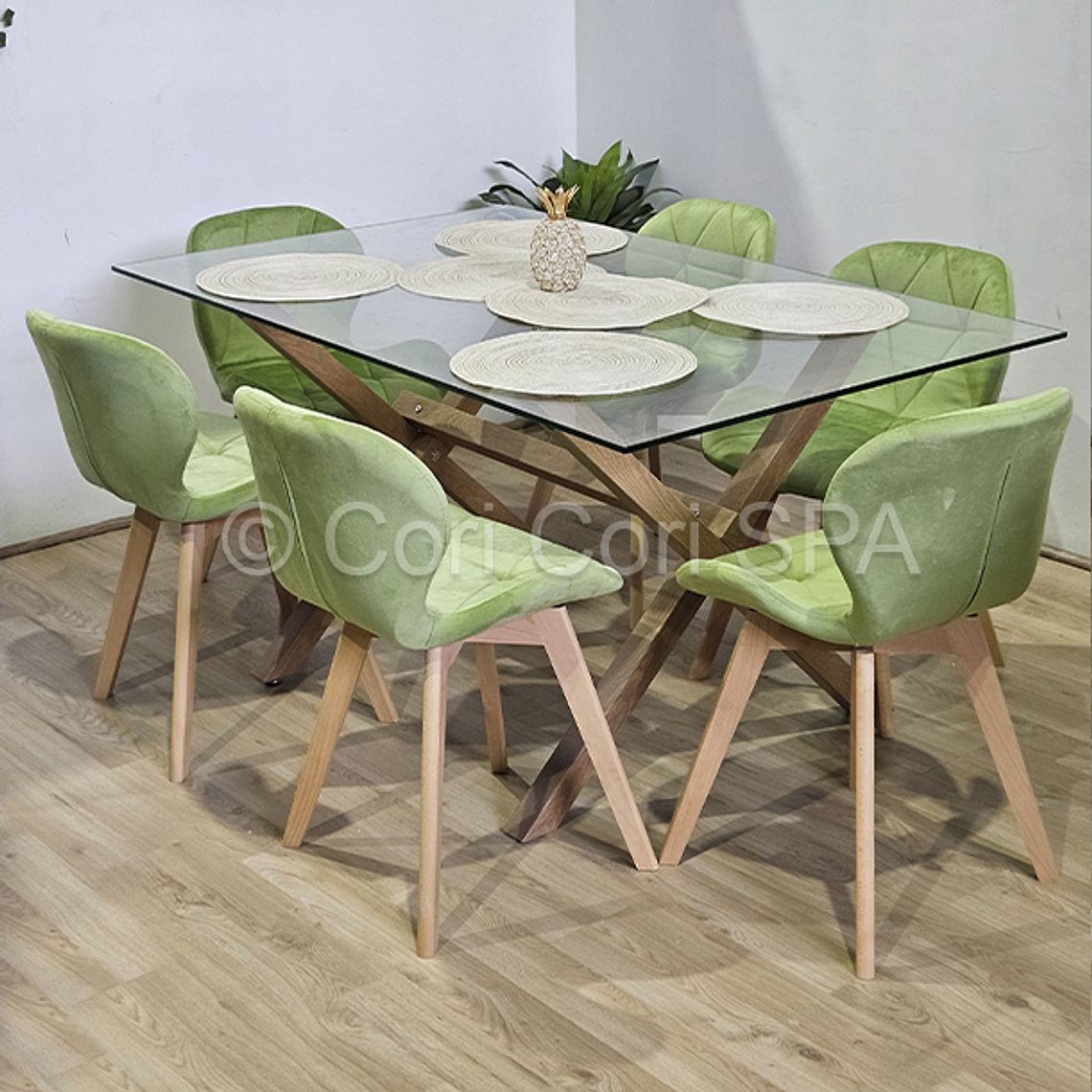 Comedor Medlock 130x80cm + 6 Sillas Mariposa Velvet  1