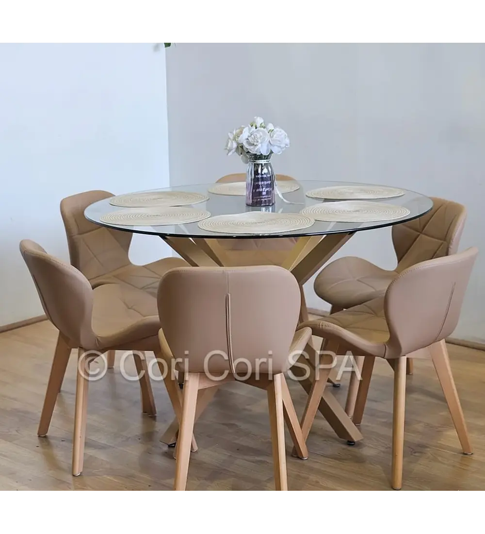 Comedor Mesa Warwick 120cms + 6 Sillas Mariposa Wood 