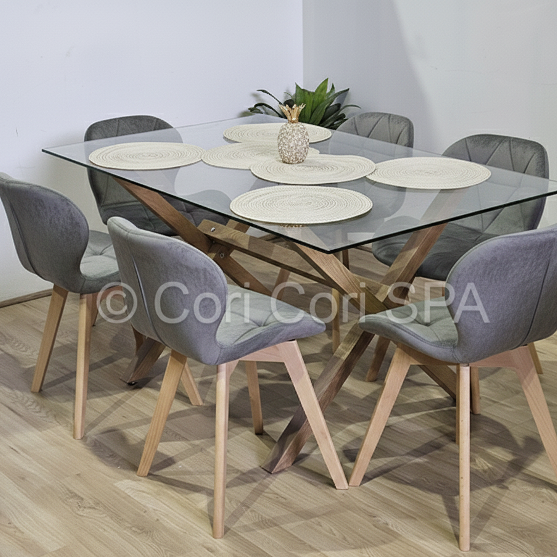 Comedor Medlock 130x80cm + 6 Sillas Mariposa Velvet  12