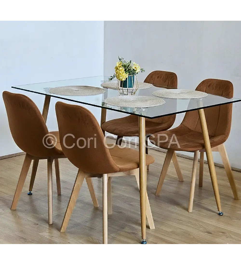 Comedor Rubi 120x80cms + 4 Sillas Capitonne Velvet 
