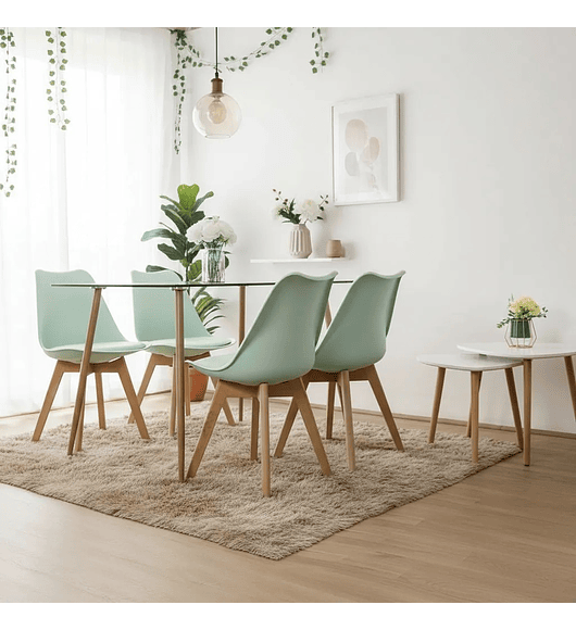 Comedor Rubi 120x80cms + 4 Sillas Tulip 