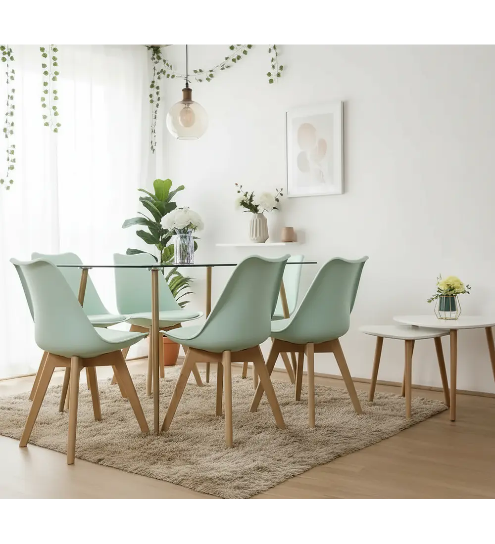 Comedor Rubi 120x80cms + 6 Sillas Tulip