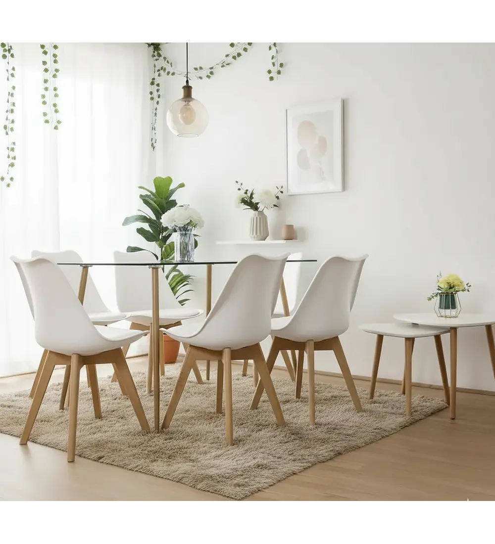 Comedor Rubi 120x80cms + 6 Sillas Tulip