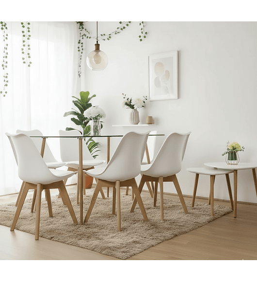 Comedor Rubi 120x80cms + 6 Sillas Tulip