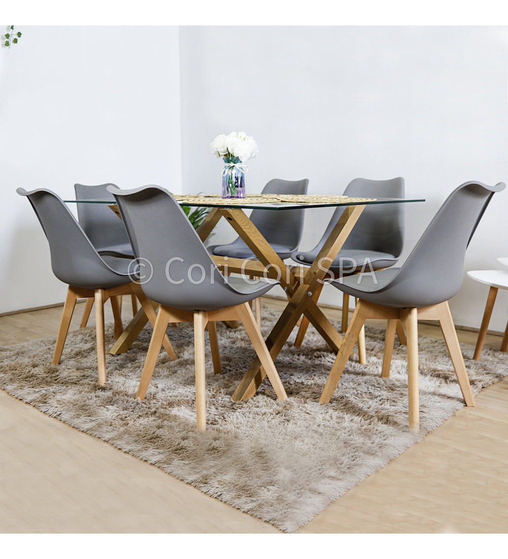Comedor Medlock 130 x 80cm + 6 Sillas Tulip