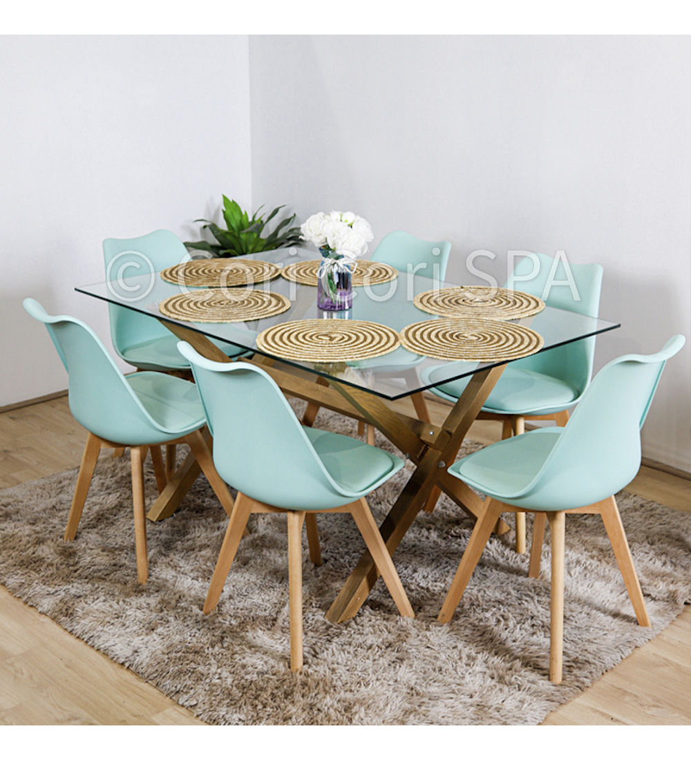 Comedor Medlock 130 x 80cm + 6 Sillas Tulip