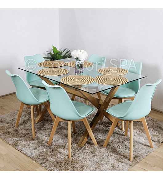 Comedor Medlock 130 x 80cm + 6 Sillas Tulip