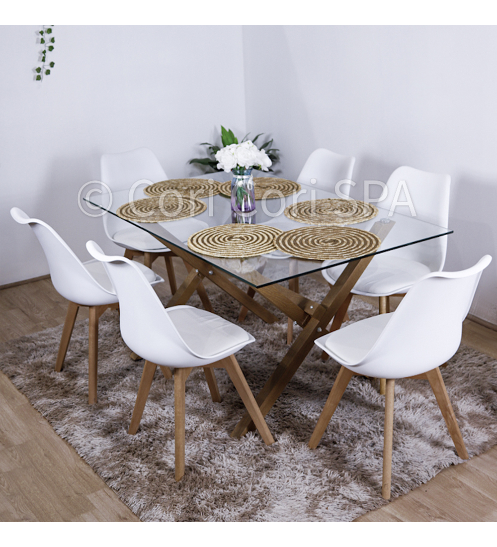 Comedor Medlock 130 x 80cm + 6 Sillas Tulip