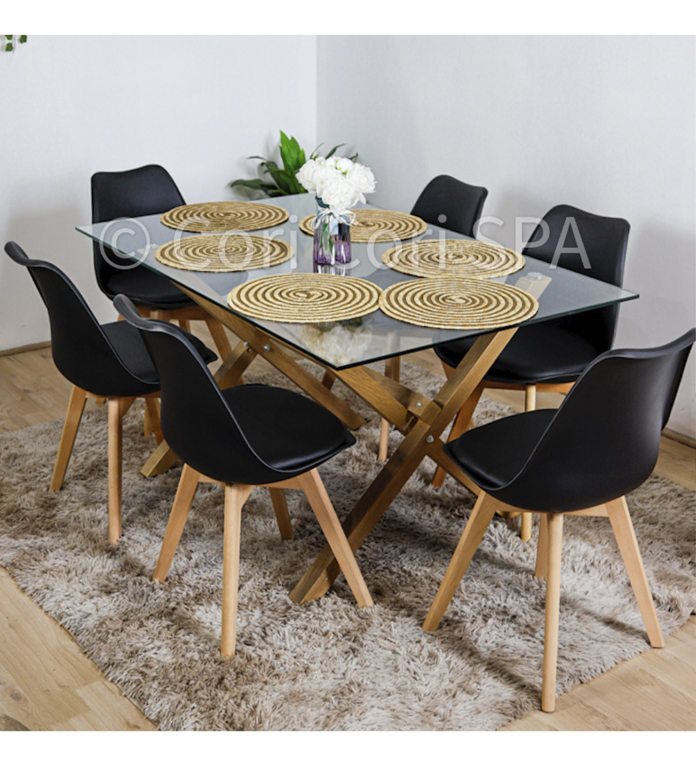 Comedor Medlock 130 x 80cm + 6 Sillas Tulip